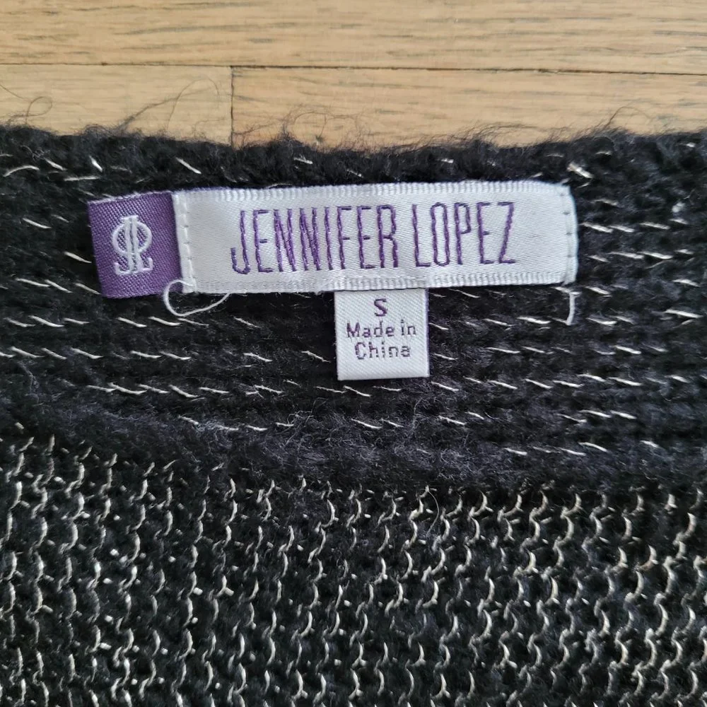 Y2K‎ Grunge Black Metallic Knit Sweater Small Whimsigoth Witchy Dark Fairy Gold